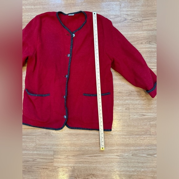 Vintage L.L. Bean Women's Red Boiled Wool Button Front Blanket Coat *Flawed* - Picture 5 of 12